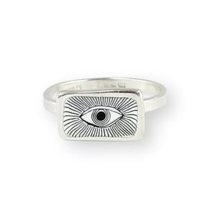 Sterling Silver Evil Eye Ring in Sizes 6 through 11 - Handmade Jewelry