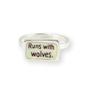 Sterling Silver "Runs With Wolves" Ring in Sizes 6 through 11 - Wolf Jewelry