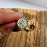 Sterling Silver and Enamel Narwhal Ring