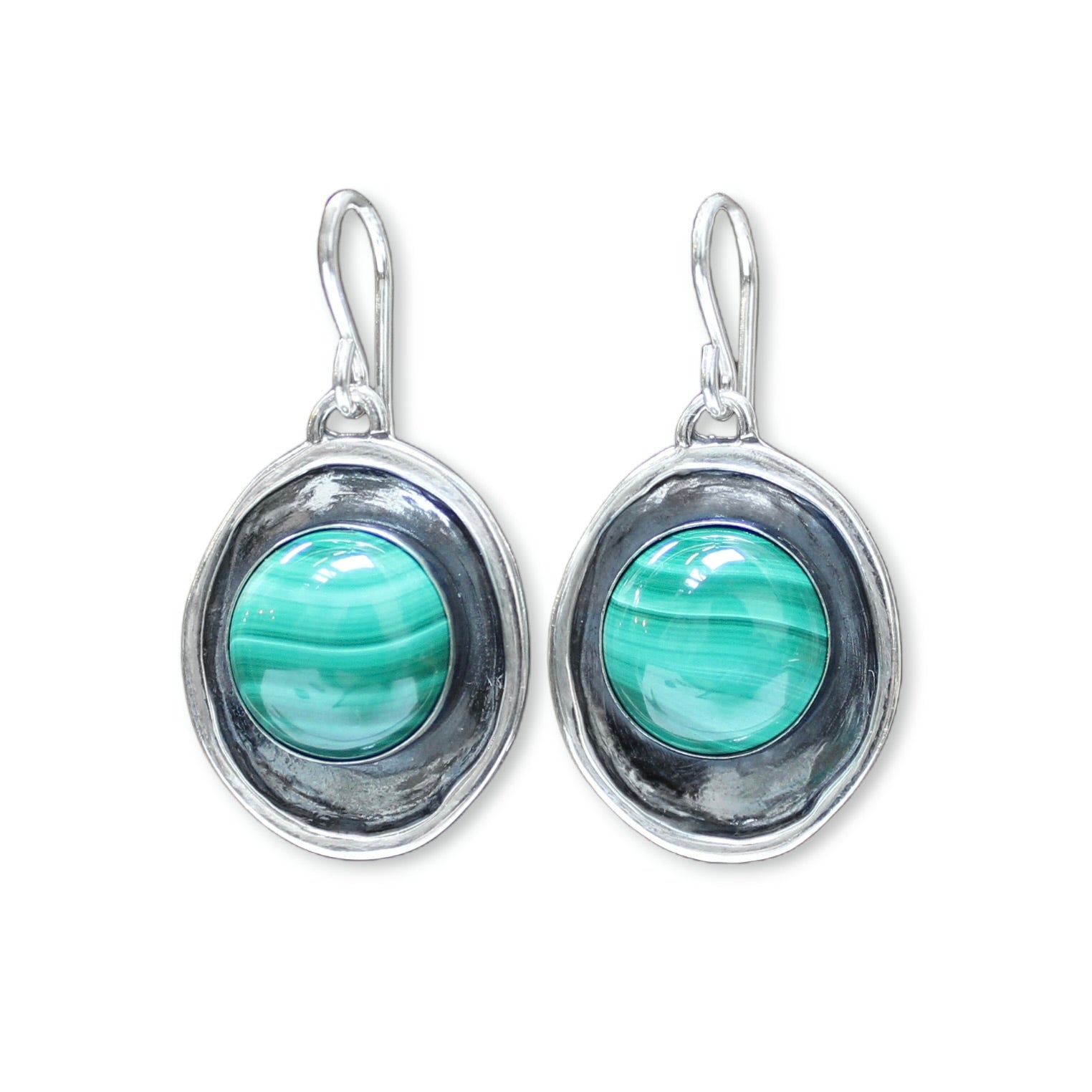 Sterling silver malachite earrings deals