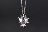 Spiked Heart Ruby Necklace - Rose Cut Ruby Gemstone Pendant - Southwestern Style