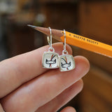 Sterling Silver Rainbow Cat Earrings on Lever Back Wires - Cat Jewelry