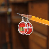 Sterling Silver and Enamel Geometric Earring in Red and Yellow - Modern Dangles