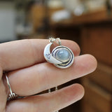 Sterling Silver Moonstone with Moon Charm Talisman Necklace