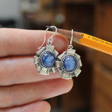 Sterling Silver Art Deco Style Blue Kyanite dangle Earrings - Gemstone Earrings