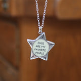 Sterling Silver "Dogs Are My Favorite People" Quote Necklace - Reversible - Star Charm - Dog Jewelry
