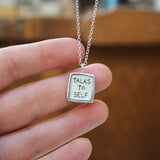 Daydreamer and Talks To Self Pendant - Reversible Sterling Silver and Enamel Introvert Necklace