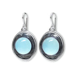 Chalcedony Earrings - Sterling Silver and Aqua Blue Chalcedony Modern Shadowbox Style Jewelry