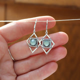 Modern Chalcedony Earrings - Sterling Silver and Rose Cut Chalcedony Earrings on Lever Back Ear Wires