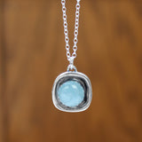 Aquamarine and Sterling Silver Pendant on Adjustable Chain
