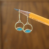 Modern Gold Dipped Earrings in Red and Blue - Reversible Mid Century Modern Sterling Silver, Enamel and Gold Earrings