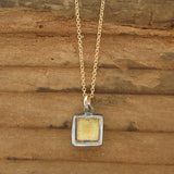 Small Square 24K Gold and Sterling Silver Necklace
