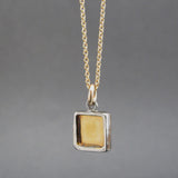 Small Square 24K Gold and Sterling Silver Necklace