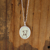 Sterling Silver and Enamel Pit Bull Puppy Necklace - Dog Jewelry