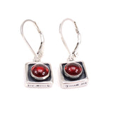 Sterling Silver Garnet Earrings - Red Gemstone Earrings on Sterling Lever Back Ear Wires