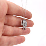 Sterling Silver Hungry Cat Charm on Adjustable Sterling Silver Cable Chain -Cat Jewelry