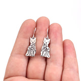 Sterling Silver Modern Sitting Cat Earrings