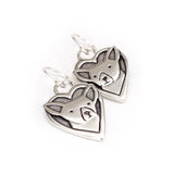 Sterling Silver Corgi Charm Earrings on 925 Ear Wires- Shiba Inu Charm- Vallhund- Schipperke