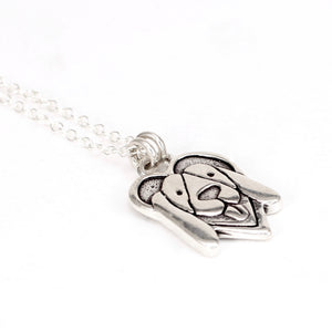 Sterling Silver Hound Dog Charm Necklace on Adjustable Sterling Chain