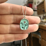 Sterling Silver and Enamel Happy Dog Necklace