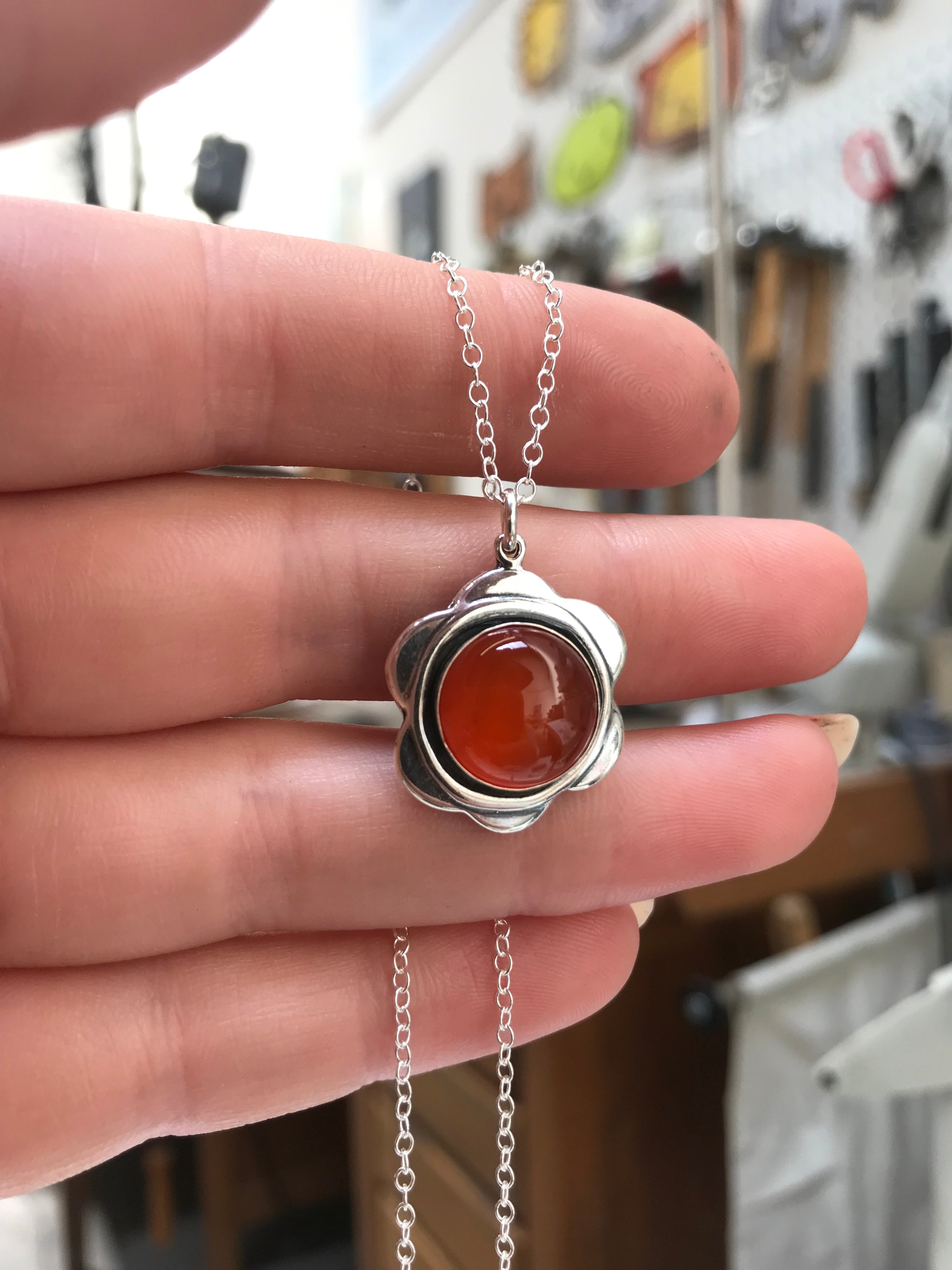 Carnelian in Sterling and Gold Plate deals Pendant