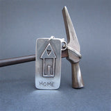 Pewter Home Keychain