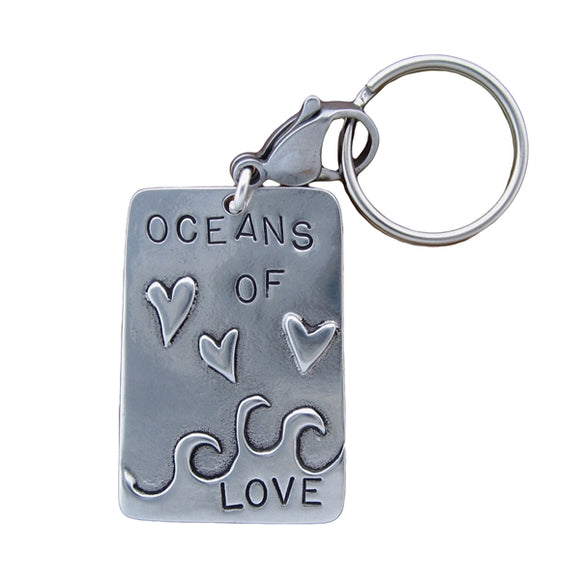 Pewter Oceans of Love Keychain