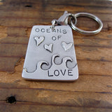 Pewter Oceans of Love Keychain