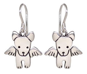 Sterling Silver Little Angel Dog Earrings