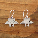 Sterling Silver Little Angel Kitty Earrings - Cat Memorial jewelry
