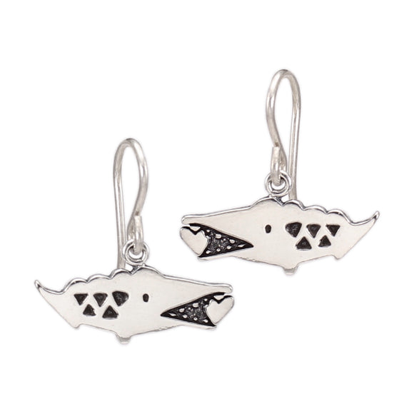 Sterling Silver Alligator Charm Earrings - Alligator Jewelry
