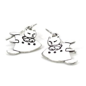 Sterling Silver Little Astro Cat Earrings - Flying Cat Earrings