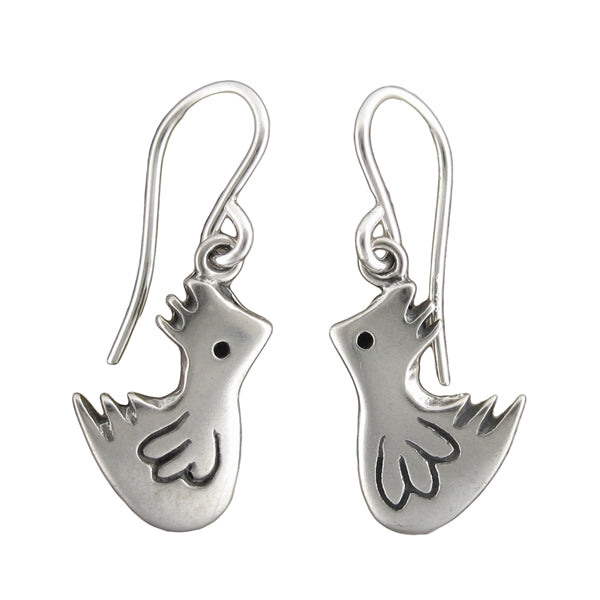 Sterling silver chicken earrings