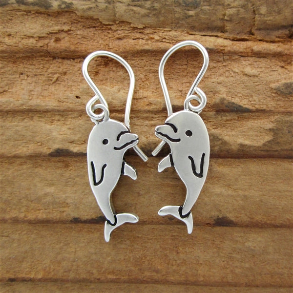 Sterling Silver Large Dolphin Earrings on popular Heavy Sterling Silver French Wires