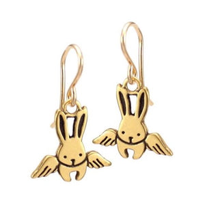 Gold Angel Bunny Earrings