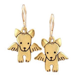 Little Gold Angel Dog Earrings