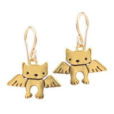Gold Angel Kitty Earrings - Cat Memorial jewelry