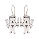 Sterling Silver Hungry Cat Earrings