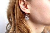 Sterling Silver Bird Nest Earrings - Mama and Baby Bird Charm Earrings