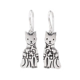 Sterling Silver Modern Sitting Cat Earrings