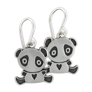 Sterling Silver Little Panda Earrings
