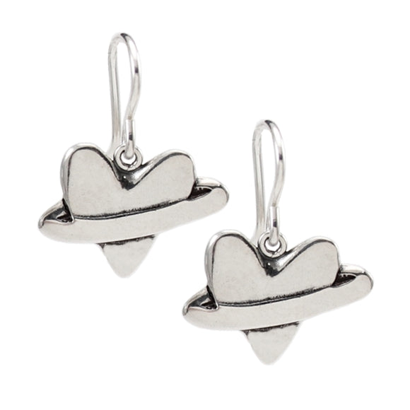 Sterling Silver Little Planet Heart Earrings