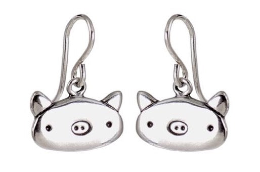 Sterling Silver Pig Earrings