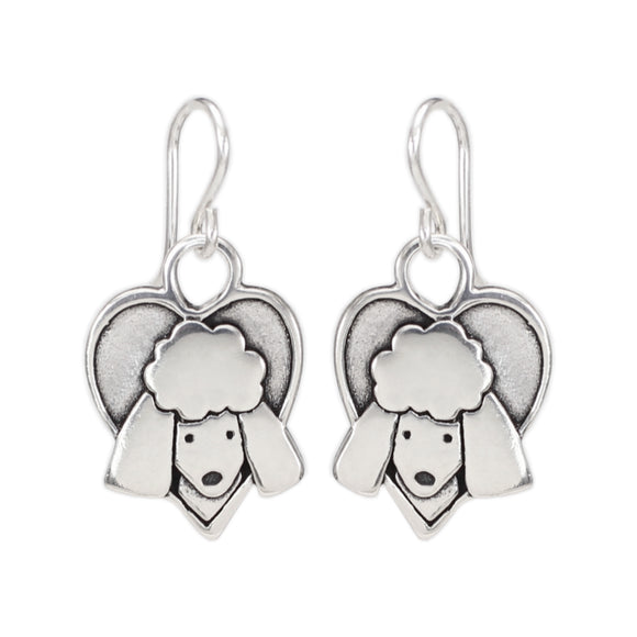 Sterling Silver Poodle Charm Earrings on 925 Ear Wires