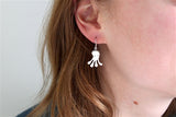 Sterling Silver Octopus Earrings - Octopus Charm Dangles