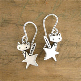 Sterling Silver Little Rocket Cat Earrings