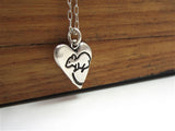 Sterling Silver Reversible Cat and Mouse Heart-Shaped Necklace - Rat Charm