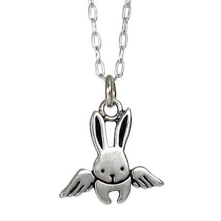 Baby Bunny Rabbit in A Field Sterling Silver Pendant 18 Necklace Love Token Charm Lucky
