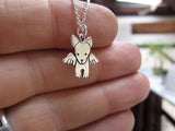 Sterling Silver Angel Dog Necklace - Dog Memorial Charm on Adjustable Sterling Chain
