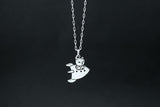 Sterling Silver Astro Cat Charm Necklace on an Adjustable Sterling Chain - Cat Jewelry